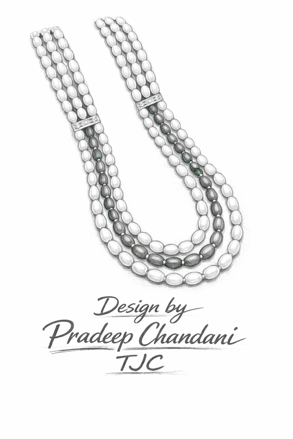 Green Emerald–Inspired Synthetic Pearl Premium Quality Designer Necklace (3-Layer Mala)