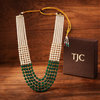 Green Aventurine Glass Pearl 5 LayerPremium Quality Beaded Necklace & Fine and Elegant Jewelry