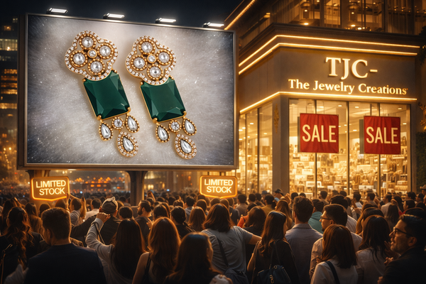 Traditional Long Tops Earrings in Green Emerald with Premium Quality & 14K Antique Gold Plated Earrings