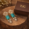 Traditional Long Tops Earrings in MalaChite with Premium Quality & 14K Antique Gold Plated Earrings