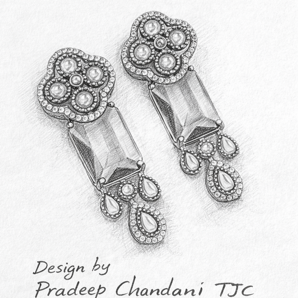 Traditional Long Tops Earrings in MalaChite with Premium Quality & 14K Antique Gold Plated Earrings