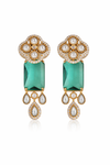 Traditional Long Tops Earrings in MalaChite with Premium Quality & 14K Antique Gold Plated Earrings