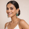 Traditional Long Tops Earrings in MalaChite with Premium Quality & 14K Antique Gold Plated Earrings