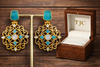 Traditional Aqua Blue Dangler Partywear Premium Quality Earrings in Gold Plated