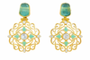 Traditional Peacock Green Dangler Partywear Premium Quality Earrings in Gold Plated