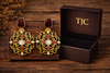 Traditional Ruby Red Dangler Partywear Premium Quality Earrings in Gold Plated