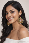 Traditional Ruby Red Dangler Partywear Premium Quality Earrings in Gold Plated
