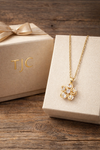 Salty Posies Crystal Blossom Anti - Tarnish Premium Chain Pendant Locket Set With Gold Plated
