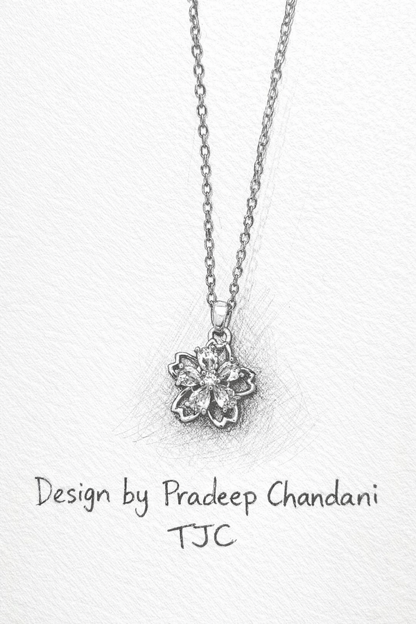 Anti -Tarnish Golden Blossom Sparkle Round Shape Premium Chain Pendant With Gold Plated