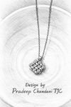 Anti - Tarnish Golden Sparkle Lattice Square Premium Chain Pendant with Gold Plated