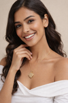 Anti - Tarnish Golden Sparkle Lattice Square Premium Chain Pendant with Gold Plated