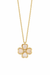 Anti - Tarnish Golden Floral Heart Clover Rose Quartz Charm Premium Chain Pendant in Gold Plated