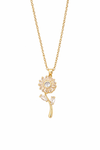 Anti - Tarnish Golden Sunflower Sparkle Stem Premium Chain Pendant with Gold Plated & Trendy Chain Pendant