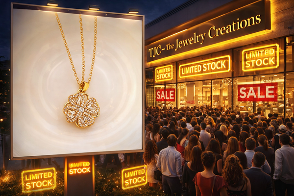 Anti - Tarnish Gold Plated Floral Crystal Premium Quality Chain Pendant in Four Heart Floral Shape