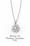 Anti - Tarnish Golden Pearl Bloom Floral Pendant in Daisy Shape Premium Chain Pendant with Gold Plated