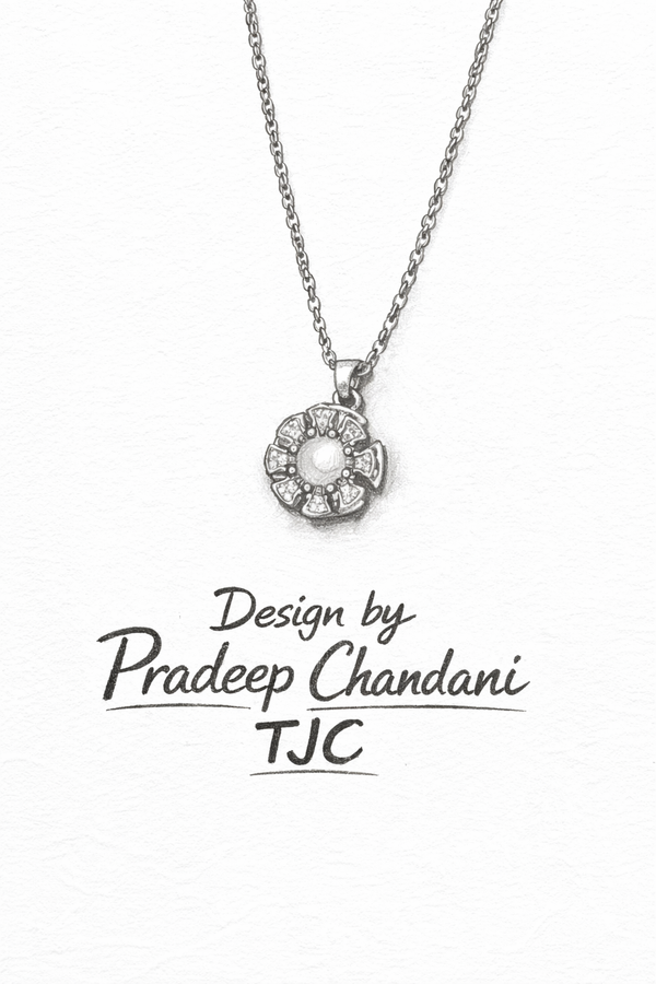 Anti-Tarnish Ivory Pearl Circular Floral Shape Chain Pendant & Premium Quality & Statement Anti - Tarnish Jewelry