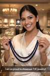 Blue Sapphire Inspired Onyx Blue Glass StoneBeaded Necklace & Premium Celebrity Wear Bollywood Inspired Mala Necklace Set