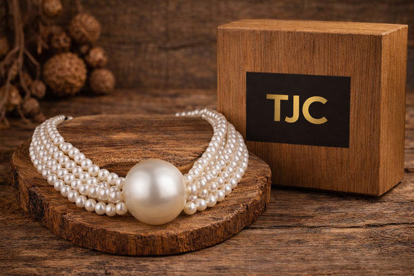 Elegant 3 Layer Pearl Choker Necklace with Statement Center Pearl
