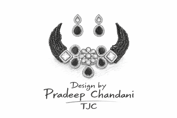 Black Tourmaline Inspired Glass Beads Indian Monalisa Beaded Choker Necklace (7 - Layer Mala) & Bollywood Celebrity Wear Elegant Choker Necklace