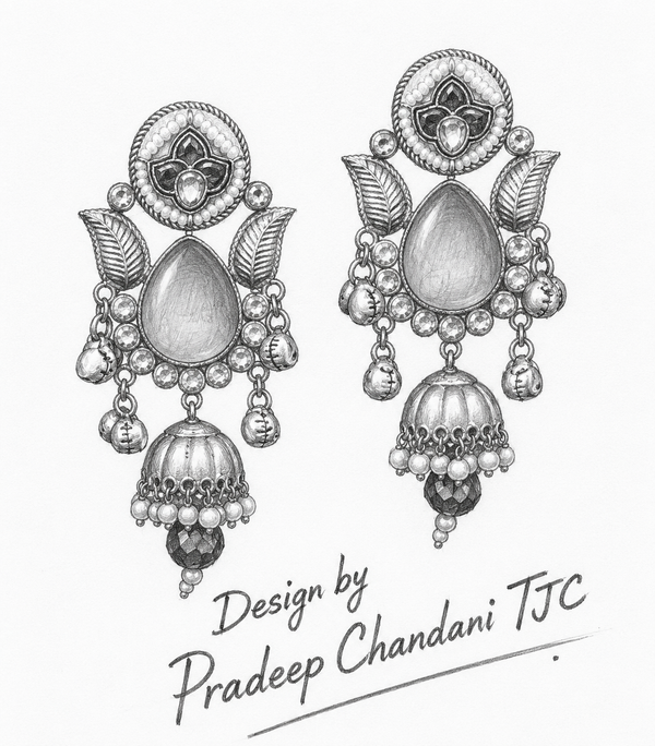 Premium Quality | Artificial Stone | Jhumki Earrings | Pink Color |