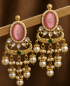 Premium Quality | Dangler Earrings| Artificial Stone | Pink Color |