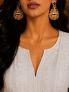 Premium Quality | Dangle Earrings | Gold Plated | Green Color |