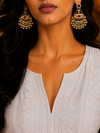 Premium Quality | Dangle Earrings | Gold Plated | Red Color |