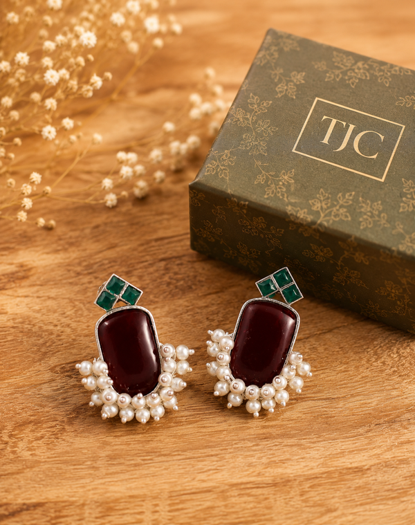 Premium Quality | Oxidized Silver | Studs Earrings |