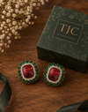 Premium Quality | Studs Earrings | Brass | Red Color |