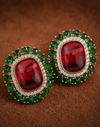 Premium Quality | Studs Earrings | Brass | Red Color |