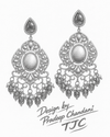 Premium Quality | Red Stone & White Pearls | Dangler Earrings |