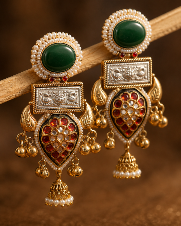 Premium Quality | Two Tone | Dangler Earrings | Green Color |