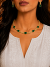 Premium Quality | Monalisa Stone | Chain Choker Set | Green Color|