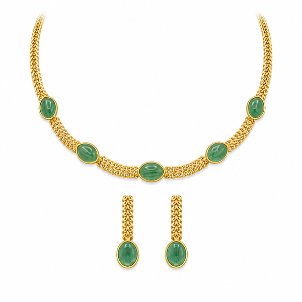 Premium Quality | Monalisa Stone | Chain Choker Set | Mint Color|