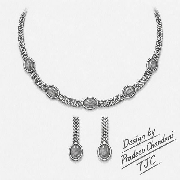 Premium Quality | Monalisa Stone | Chain Choker Set | Mint Color|