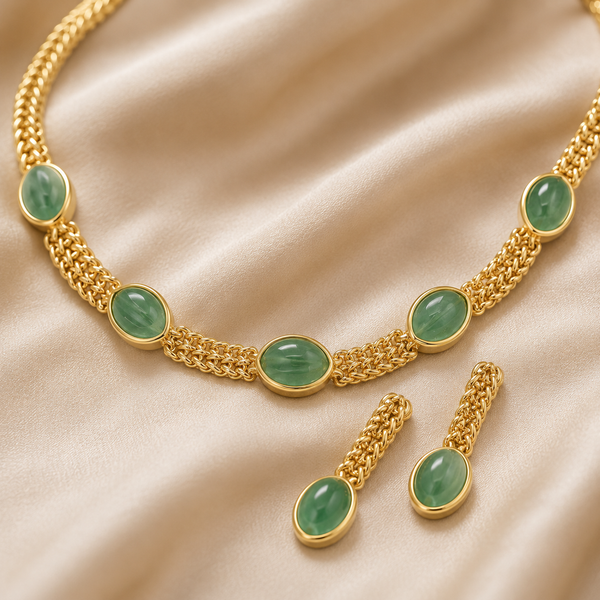 Premium Quality | Monalisa Stone | Chain Choker Set | Mint Color|