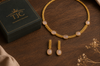 Premium Quality | Monalisa Stone | Chain Choker Set | Peach Color|