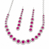 Premium Quality | AD Solitaire Choker Set | Dangler Earrings | Hot Pink Color |