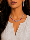 Premium Quality | AD Solitaire Choker Set | Dangler Earrings | Hot Pink Color |