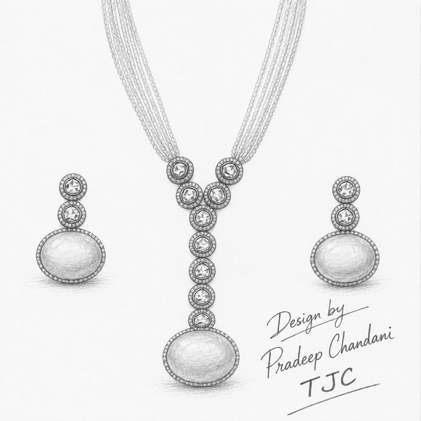 Premium Quality | Monalisa Stone | Hydro Long Set | Elegant Jewelry |