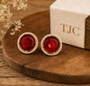 Premium Quality | Studs Earrings| Red Color | Artificial Stone |