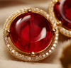 Premium Quality | Studs Earrings| Red Color | Artificial Stone |