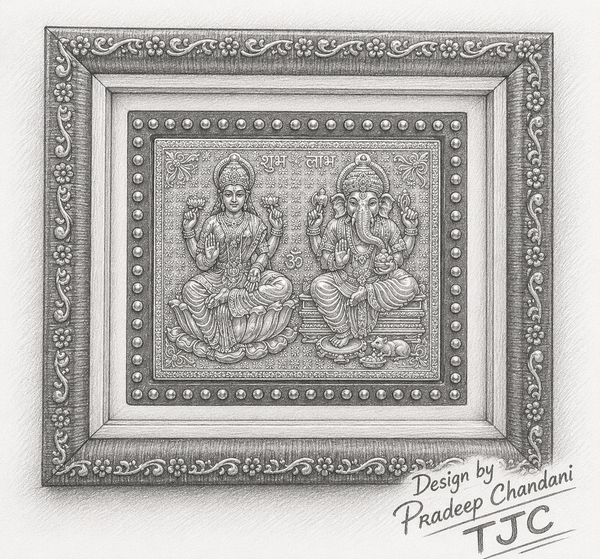 925 Silver Plated | Handmade | Laxmi Ji & Ganesh Ji |Wall Frame |