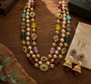 Premium Quality | Tanzor 3 line | Brass Beads Mala | Multi Color | Handmade Jewelry |
