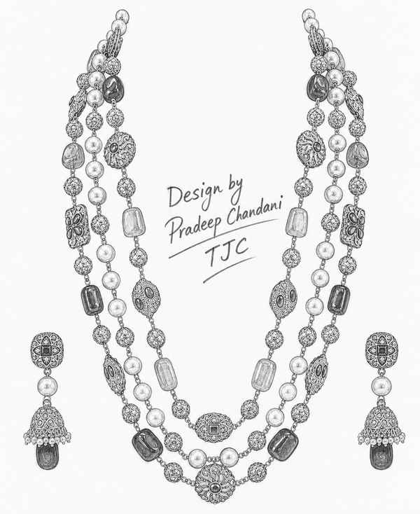 Premium Quality | Tanzor 3 line | Brass Beads Mala | Multi Color | Handmade Jewelry |