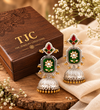 Premium Quality | Silver Plated | Green Color | Jhumka Earrings |