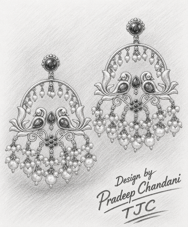 Premium Quality | Peacock Design | Dangler Earrings | Silver Plated |