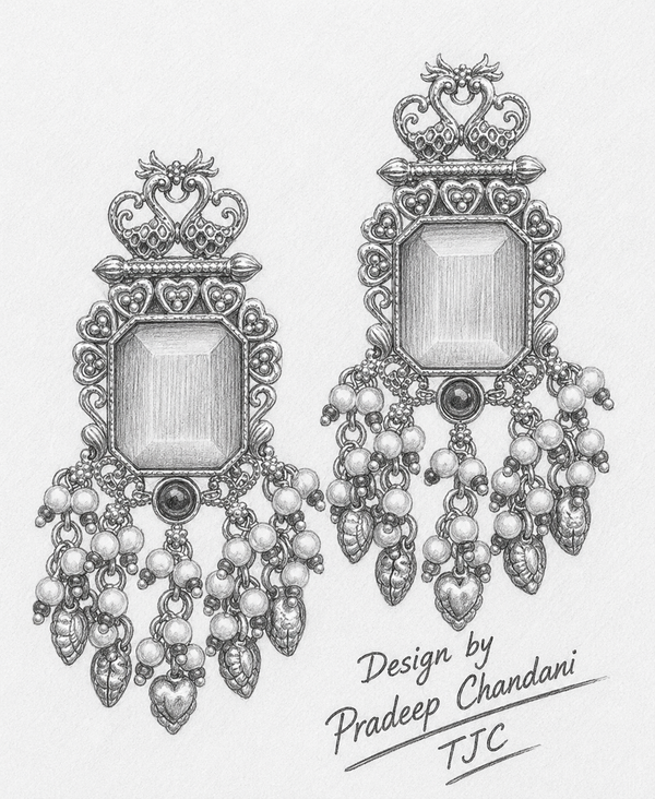 Premium Quality | Dangler Earrings | White Pearls | Mint Color |