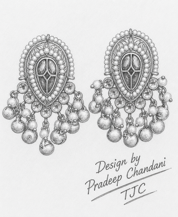 Premium Quality | Studs Earrings | White Pearls | Brass |