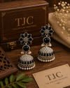 Silver Plated | Reshma Jhumki Earrings | Black Color |